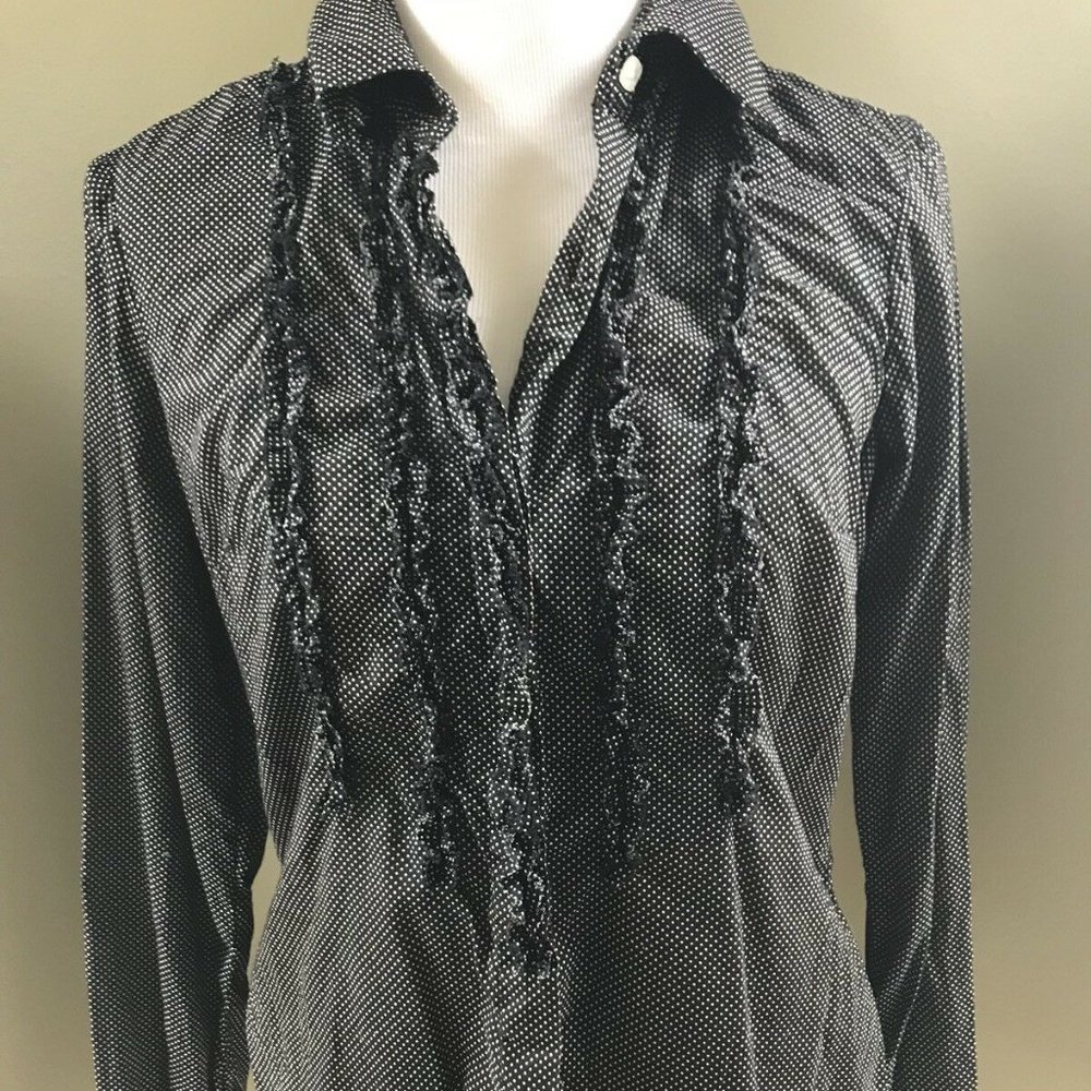 Johnny Cotton button down ruffled shirt polka dots